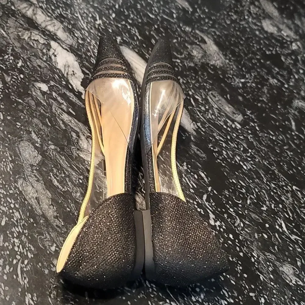 STITCH DETAIL POINTED TOE WOMEN'S D'ORSAY BALLET FLATS SHOE